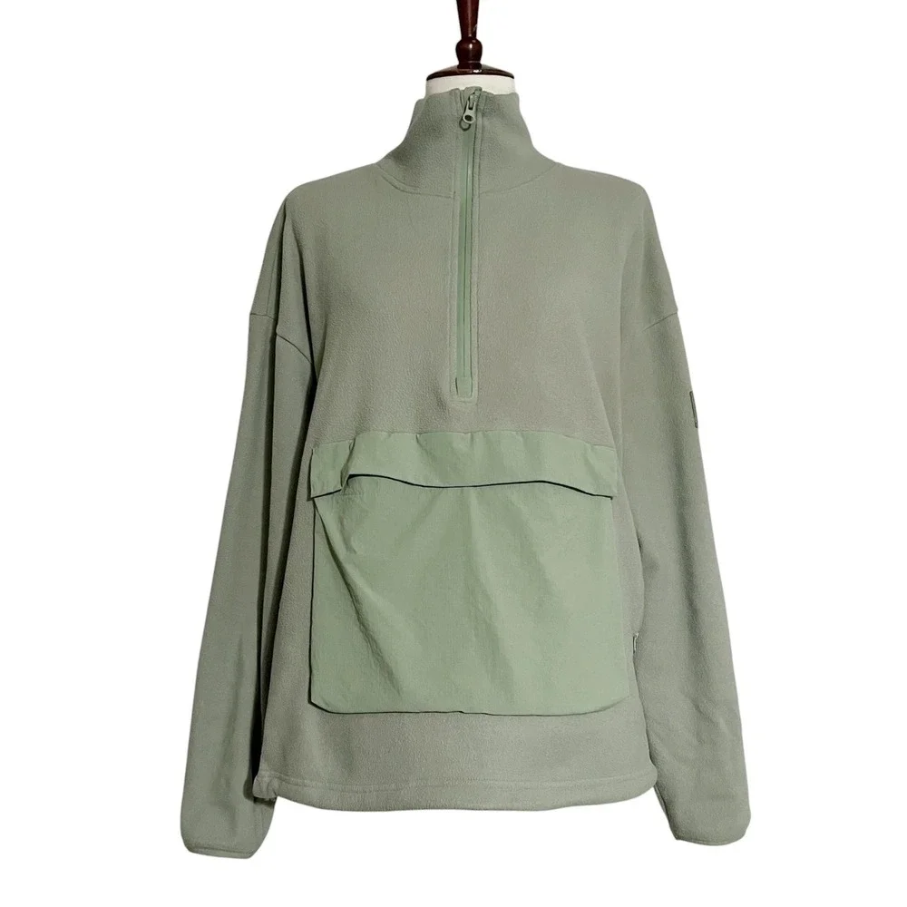 ALO YOGA 1/2 Zip Mammoth Polar Pullover Eucalyptus Size Medium